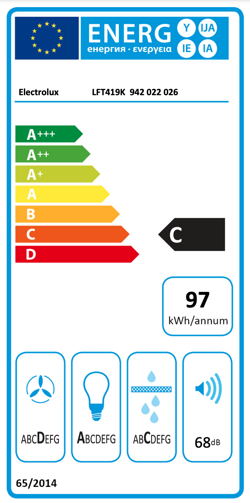 ELECTROLUX LFT419K 600 wandschouwdampkap - 90cm