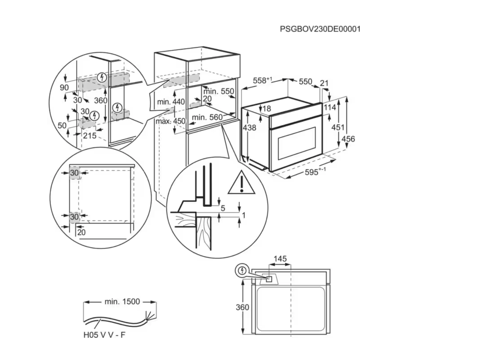 AEG NKA5P401B 5000 multifunctionele oven met stoomtoevoeging - 45cm