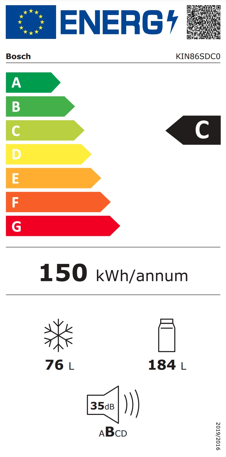 BOSCH KIN86SDC0 SERIE 6 koel-/vriescombinatie - 178cm