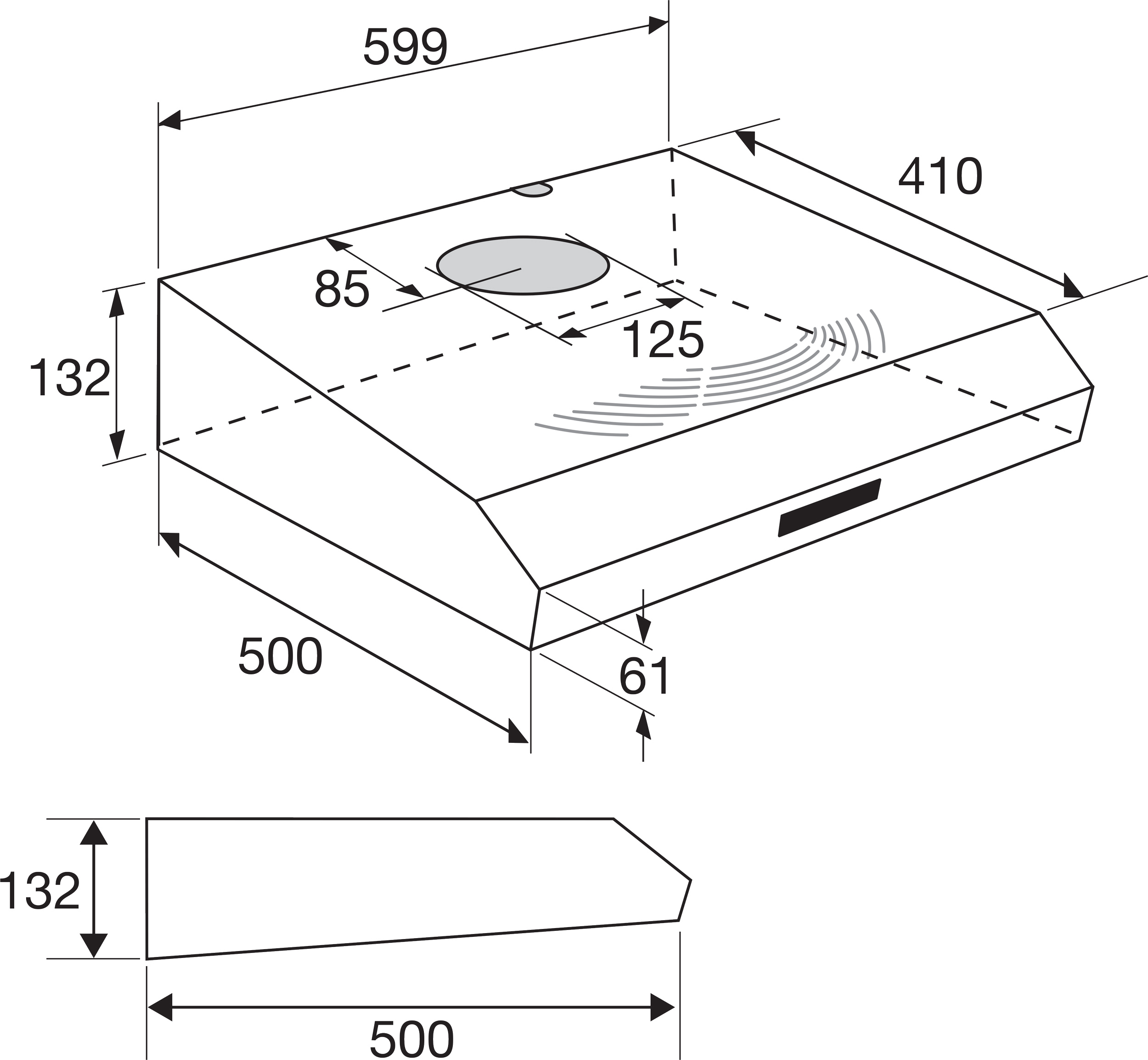 ATAG WO60211BM onderbouw dampkap - 60cm