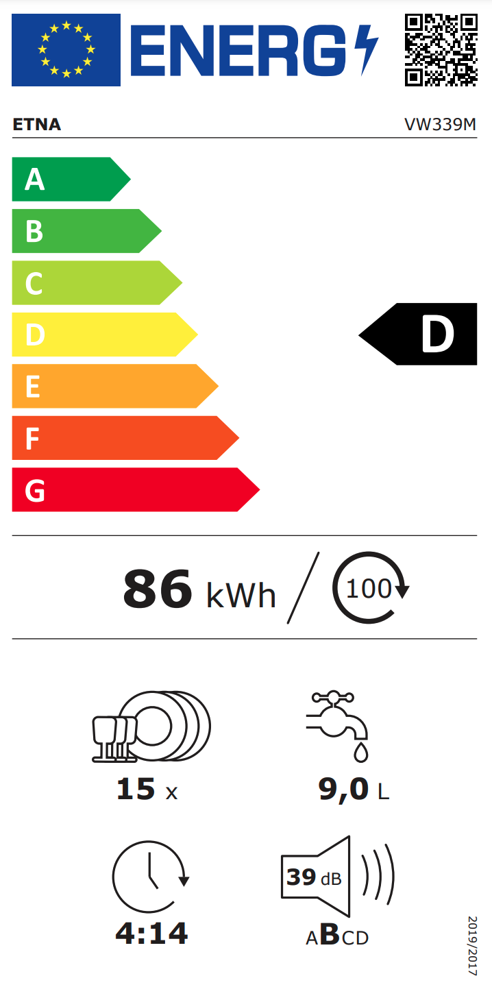 ETNA VW339M vaatwasser volledig integreerbaar