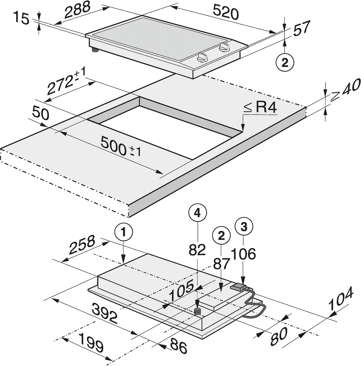 MIELE CS1012-2 PROLINE gaskookplaat - domino