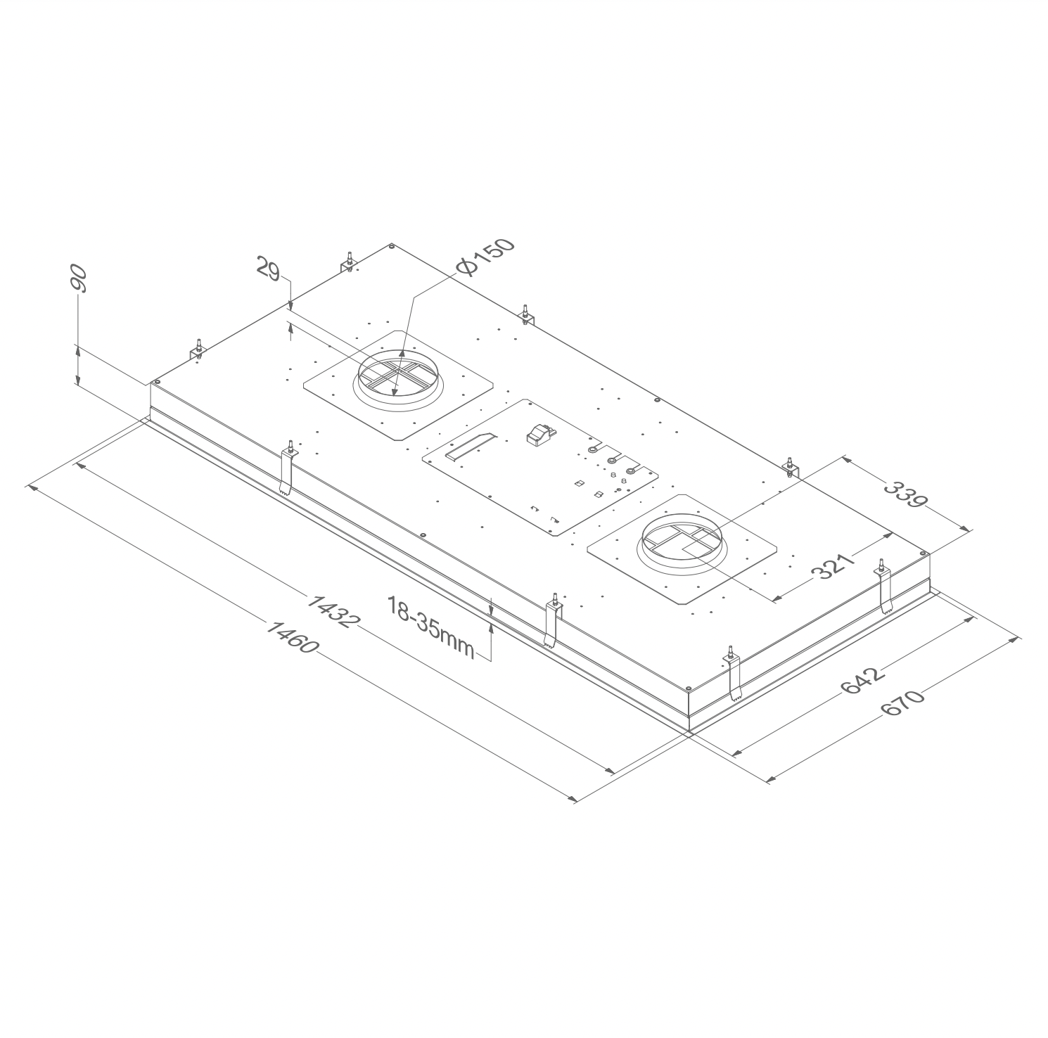 NOVY 855 Maxi Pureline plafonddampkap - 150cm
