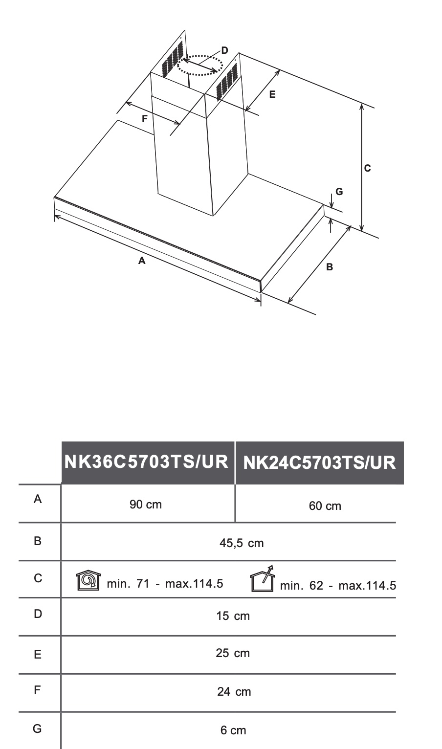 SAMSUNG NK36C5703TS/UR wandschouwdampkap - 90cm