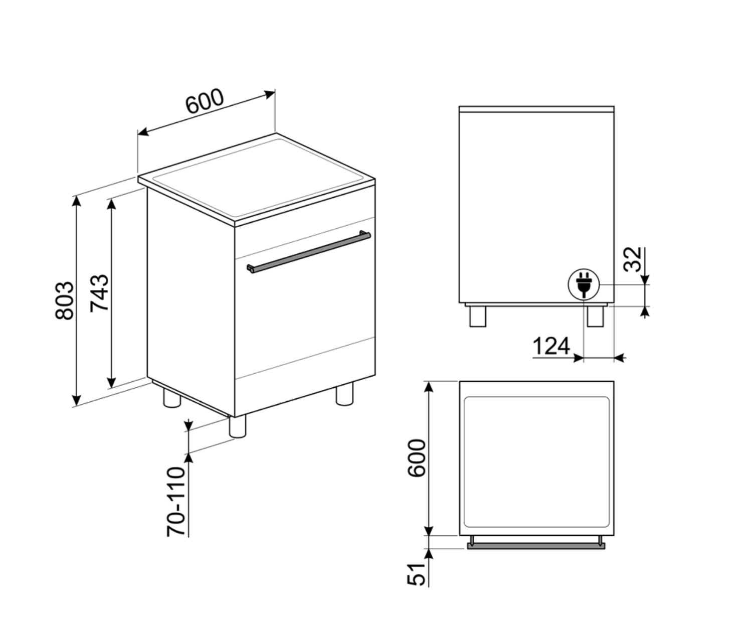 SMEG C6IMMBT2 fornuis met inductie kookplaat - 60cm