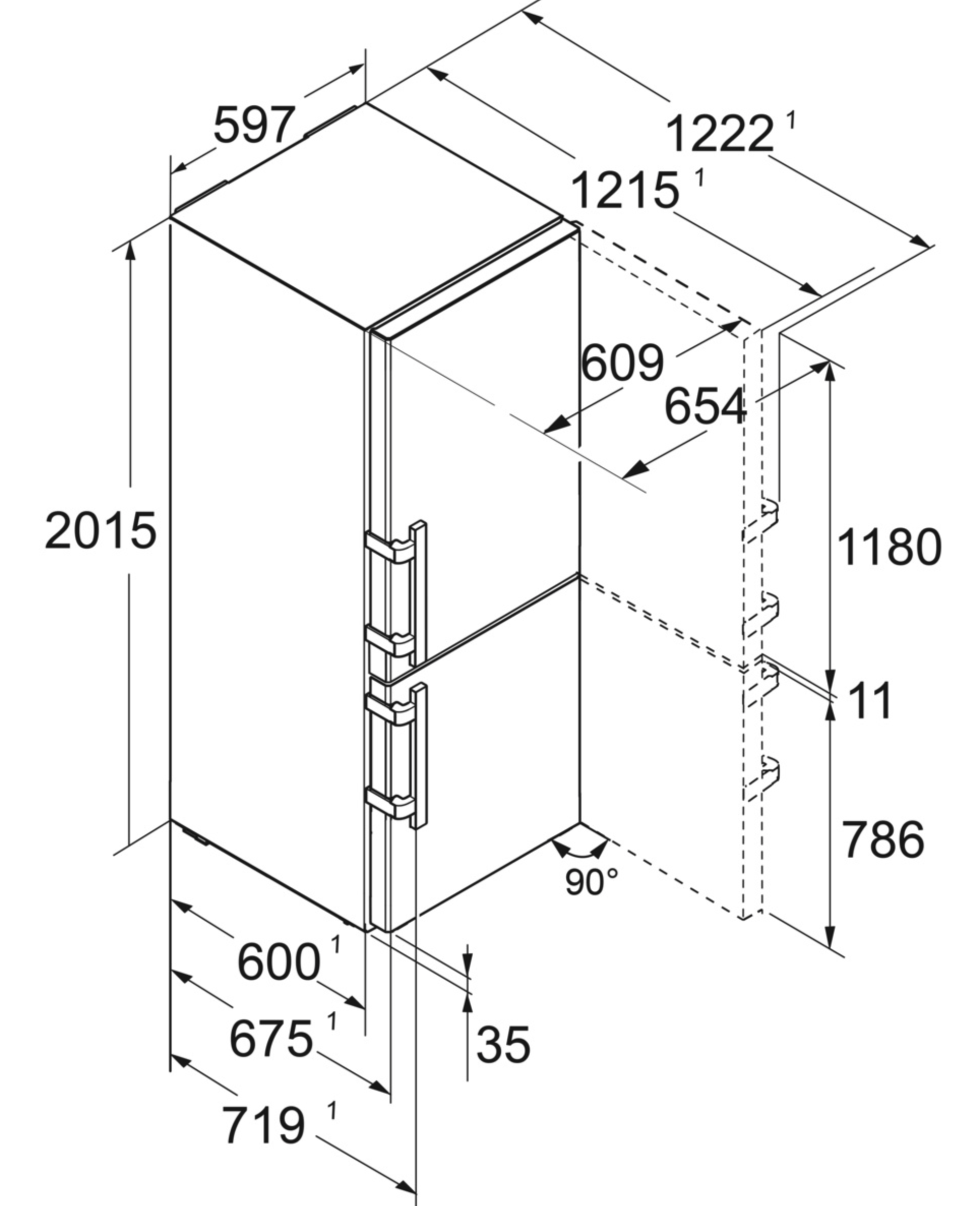 LIEBHERR CBNSDC575320 vrijstaande koel-/vriescombinatie - 201cm