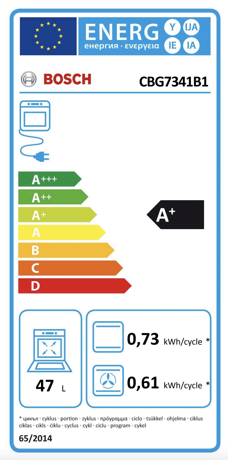 BOSCH CBG7341B1 SERIE 8 multifunctionele oven - 45cm