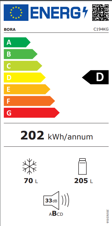 BORA C194KGS2 koel-/vriescombinatie - 194cm