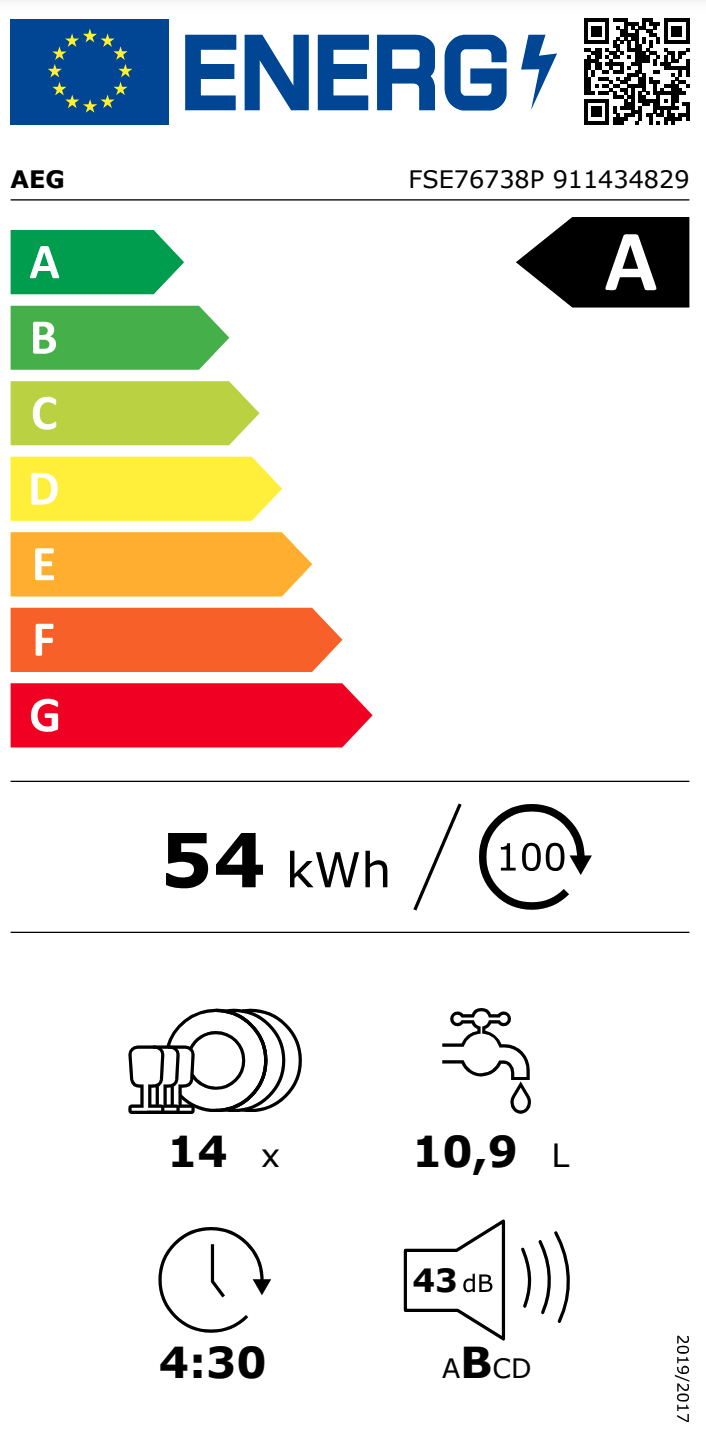 AEG FSE76738P 7000 vaatwasser volledig integreerbaar
