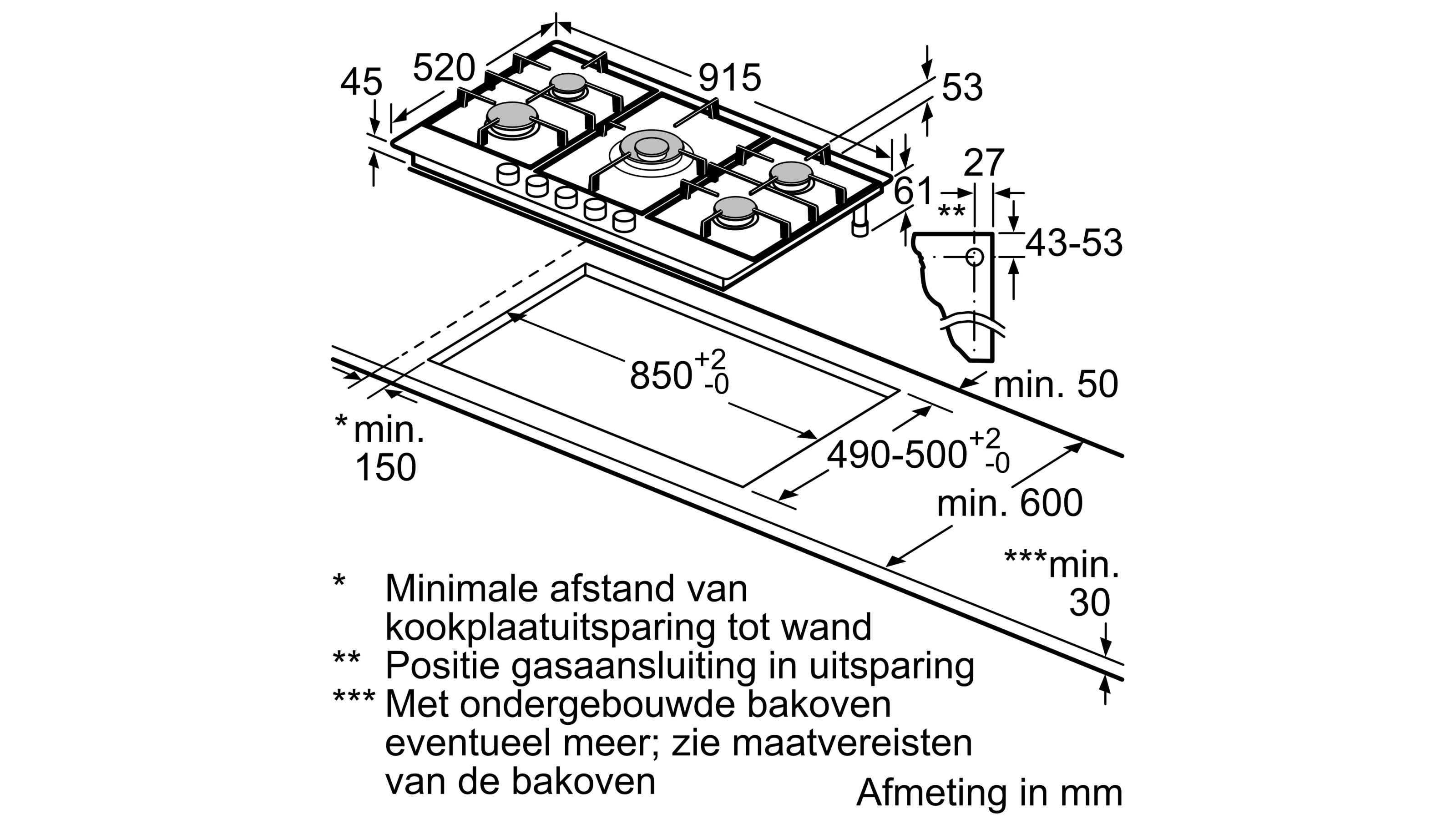 BOSCH PCR9A5B90 SERIE 6 gaskookplaat - 90cm