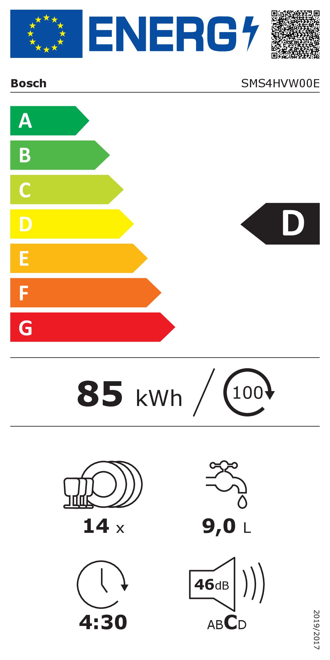 BOSCH SMS4HVW00E SERIE 4 vrijstaande vaatwasser
