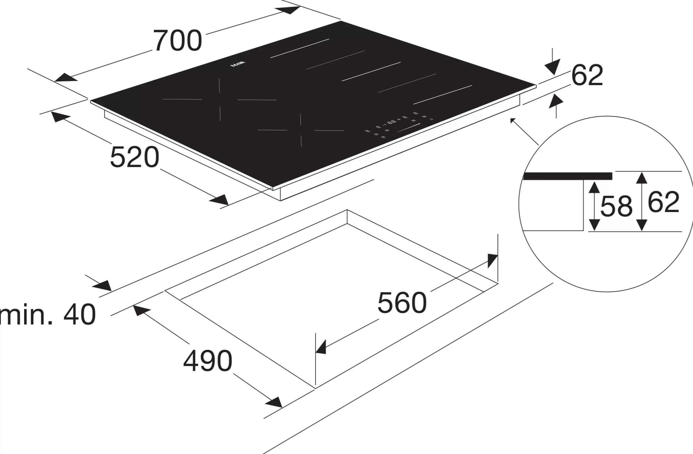 ETNA KIF370ZT inductiekookplaat - 70cm