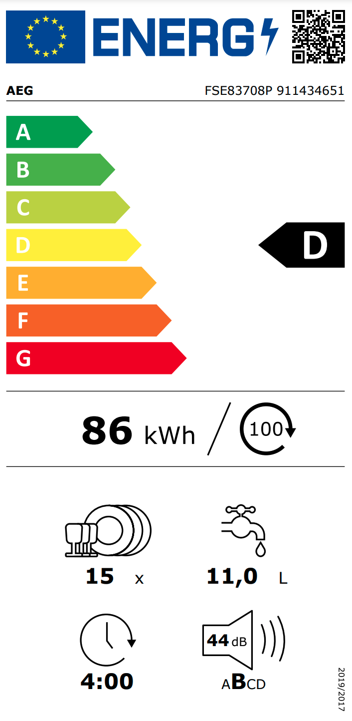 AEG FSE83708P 8000 vaatwasser volledig integreerbaar