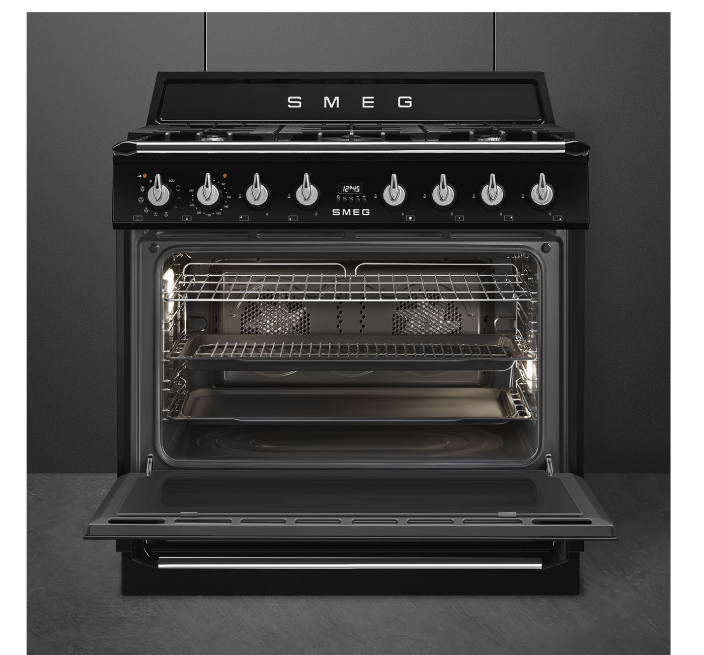 SMEG TR90GPBL fornuis met gaskookplaat - 90cm
