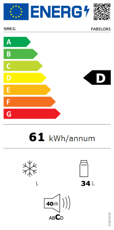 SMEG FAB5LOR5 vrijstaande koelkast zonder vriesvak - 73cm