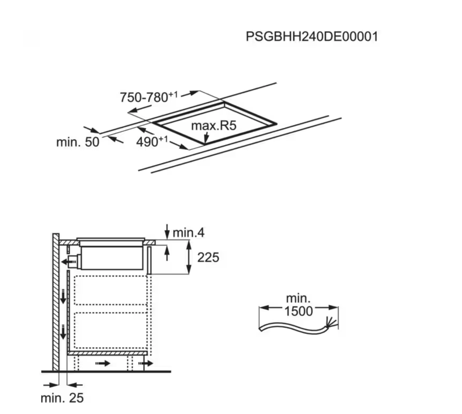 AEG NCH84B03FB 6000 kookplaat met afzuiging - 80cm