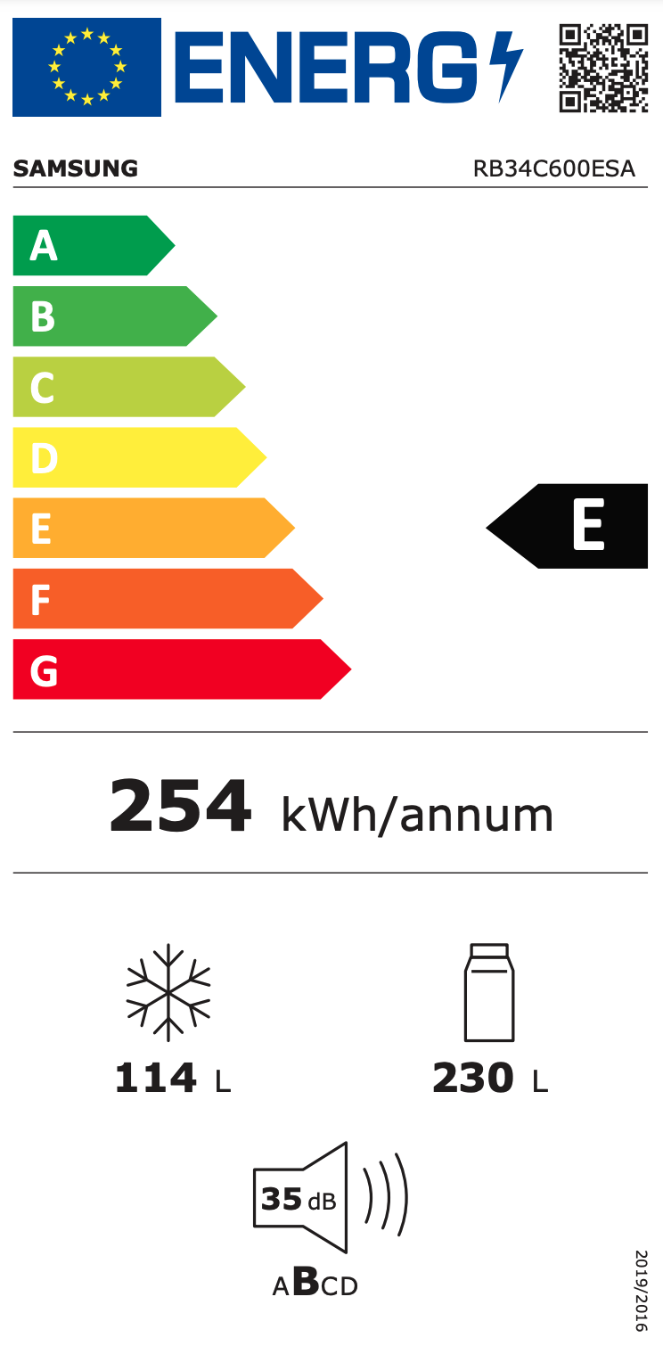 SAMSUNG RB34C600ESA/EF vrijstaande koel-/vriescombinatie - 185cm