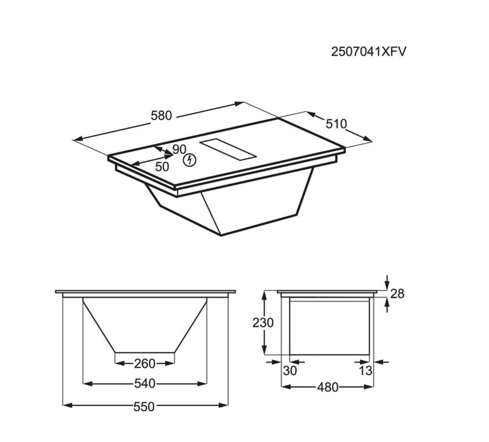 AEG NCT64B00CB 6000 kookplaat met afzuiging - 60cm