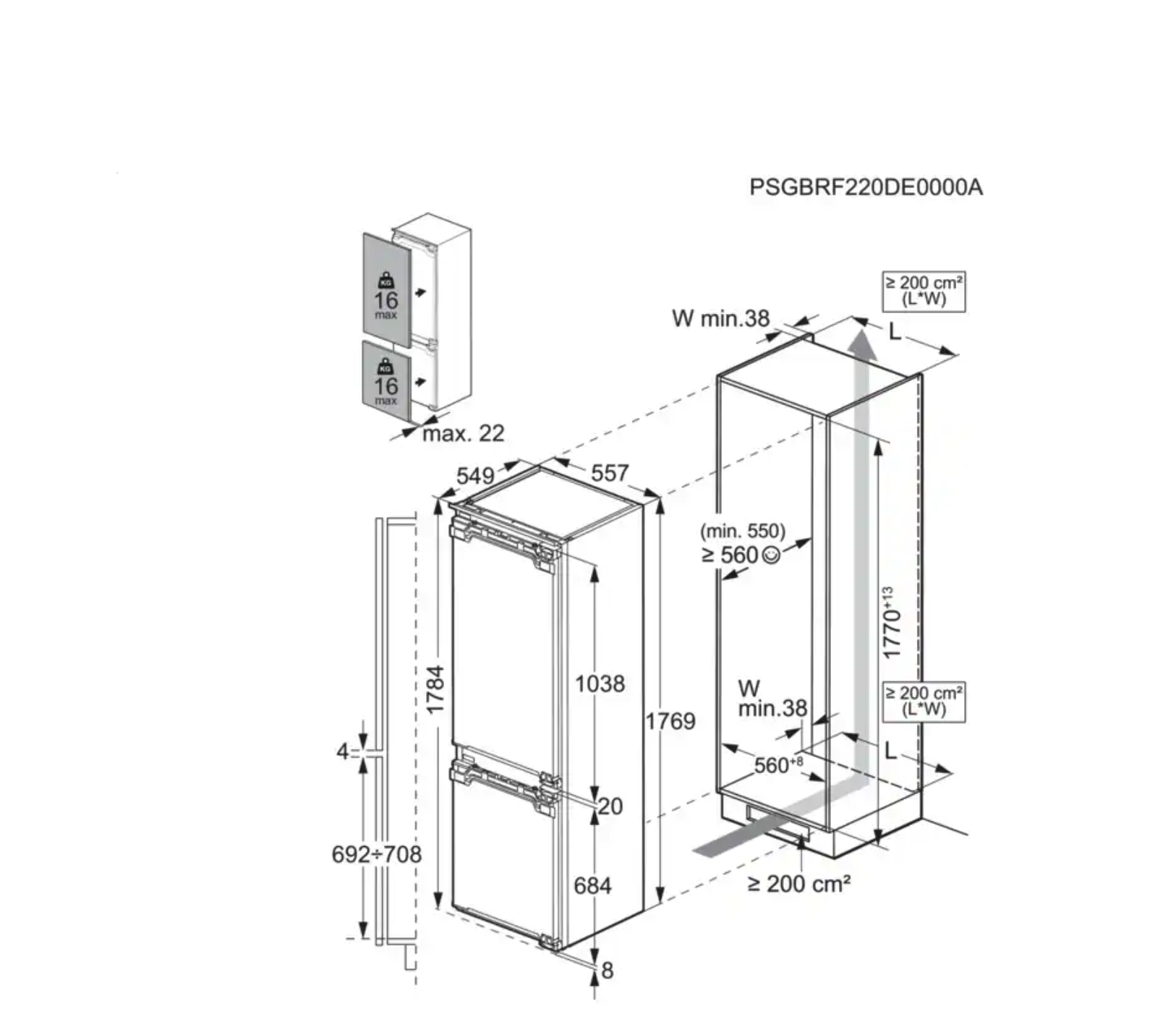 AEG TC6MS18FDF koel-/vriescombinatie - 178cm