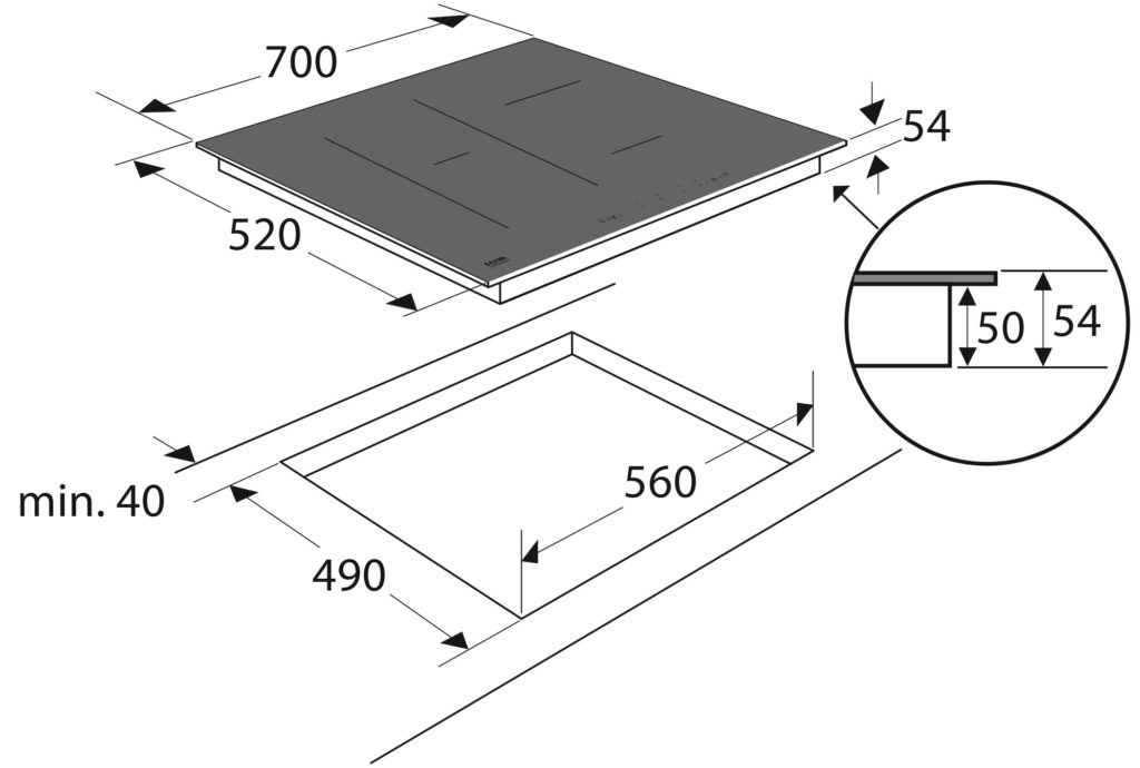 ETNA KIF670DS inductiekookplaat - 70cm