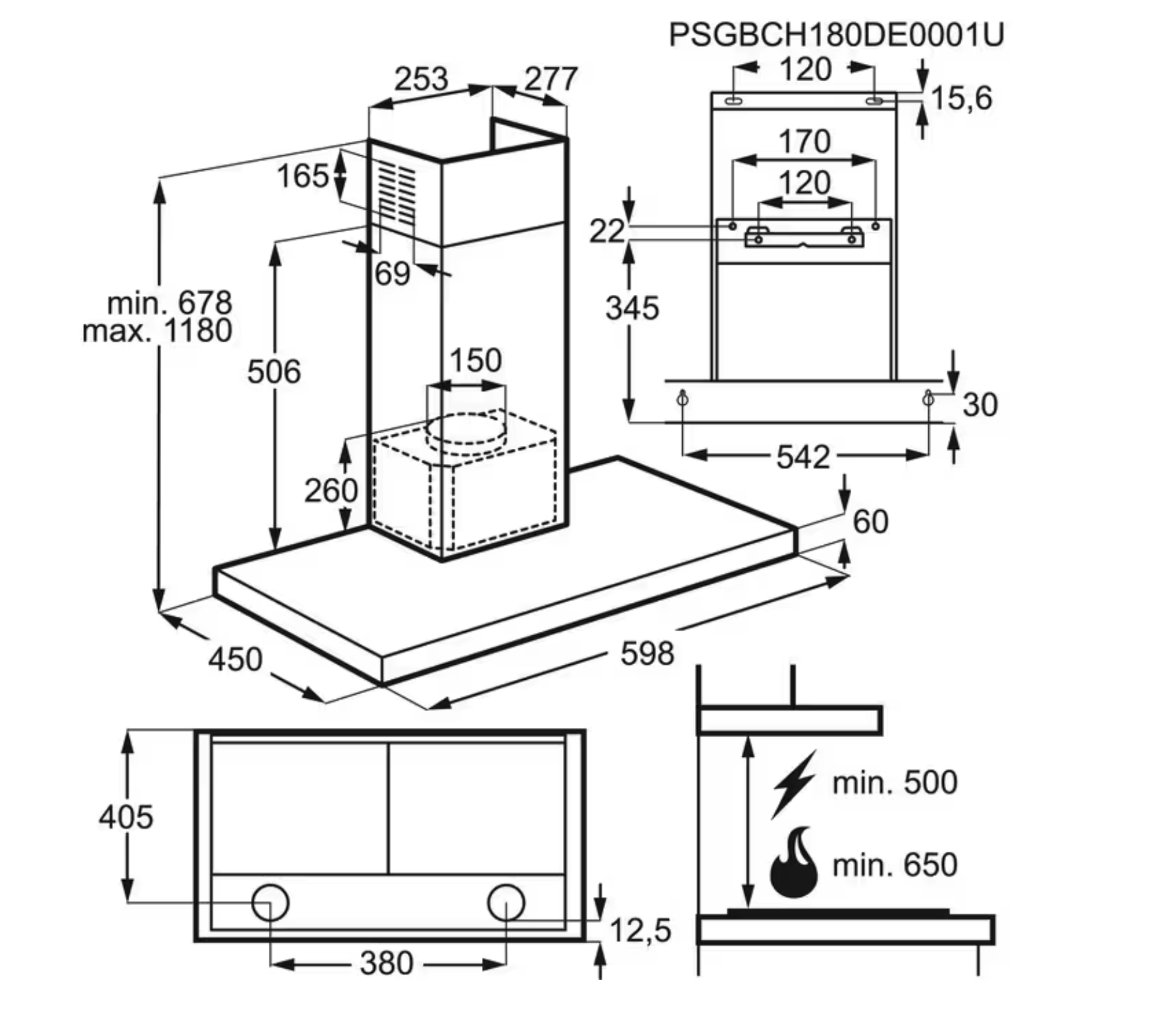 AEG DBE3651R 6000 wandschouwdampkap - 60cm AEG DBE3651R 6000 wandschouwdampkap - 60cm