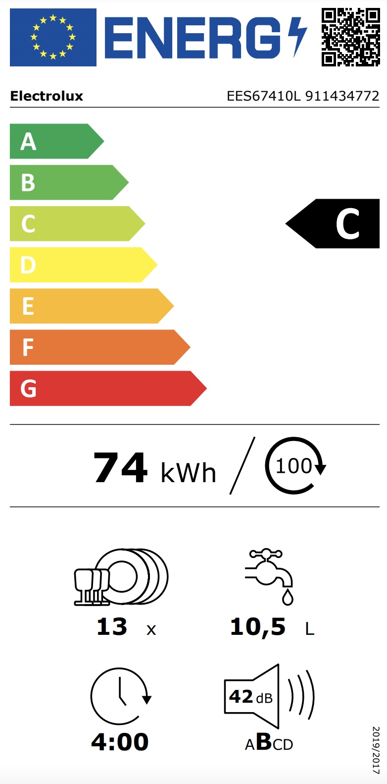 ELECTROLUX EES67410L 700 vaatwasser volledig integreerbaar