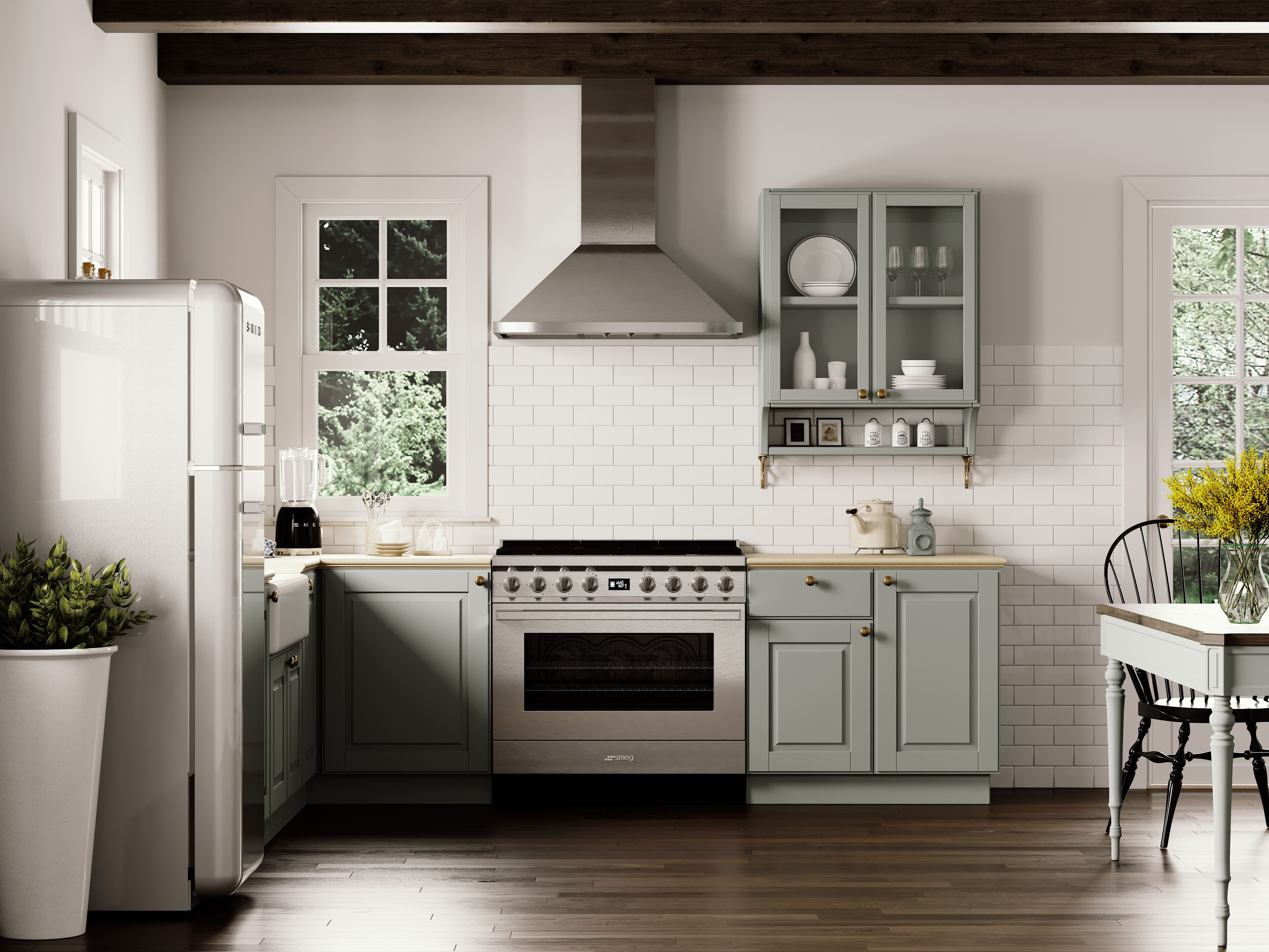SMEG CPF9GPX fornuis met gaskookplaat - 90cm