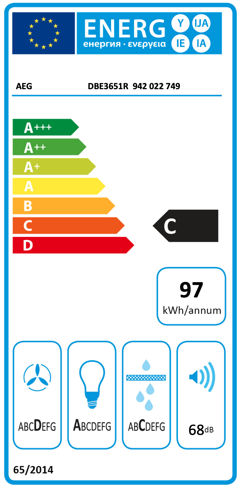 AEG DBE3651R 6000 wandschouwdampkap - 60cm AEG DBE3651R 6000 wandschouwdampkap - 60cm
