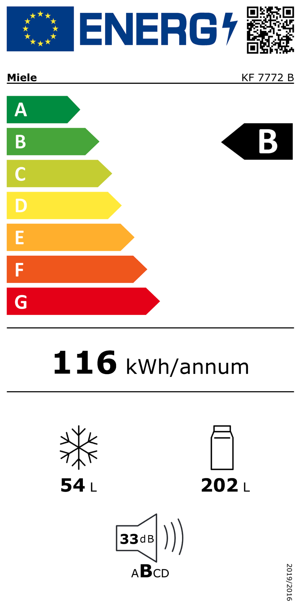 MIELE KF7772B koel-/vriescombinatie - 178cm