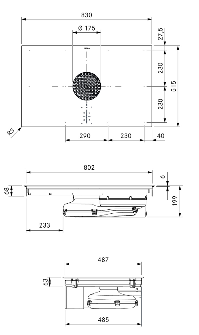 BORA PUXU2 kookplaat met afzuiging - 83cm