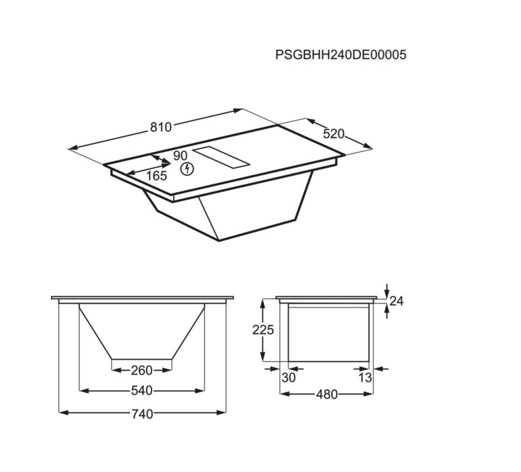 AEG NCH84B03FB 6000 kookplaat met afzuiging - 80cm