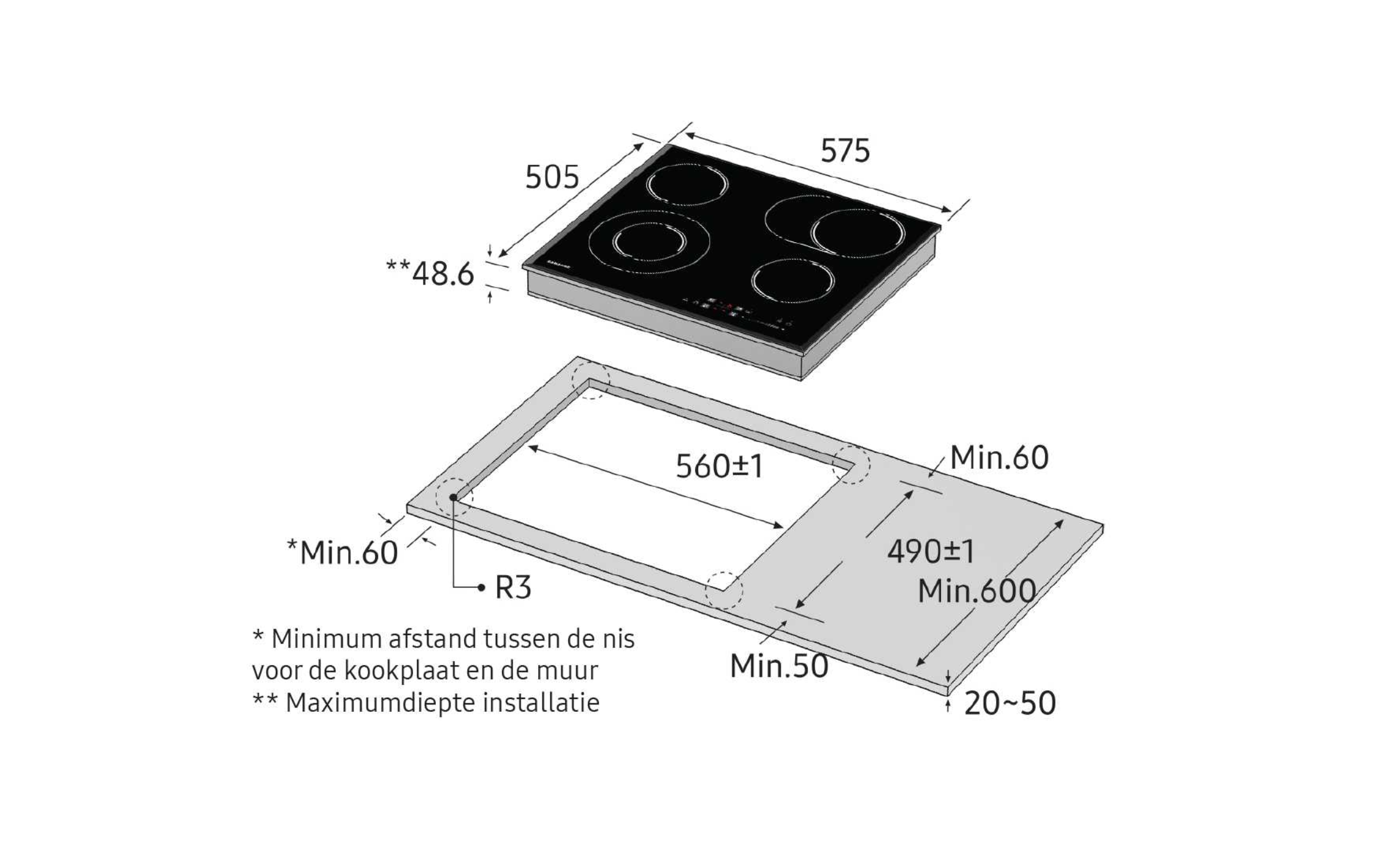SAMSUNG NZ64F5RD9AB vitrokeramische kookplaat - 60cm