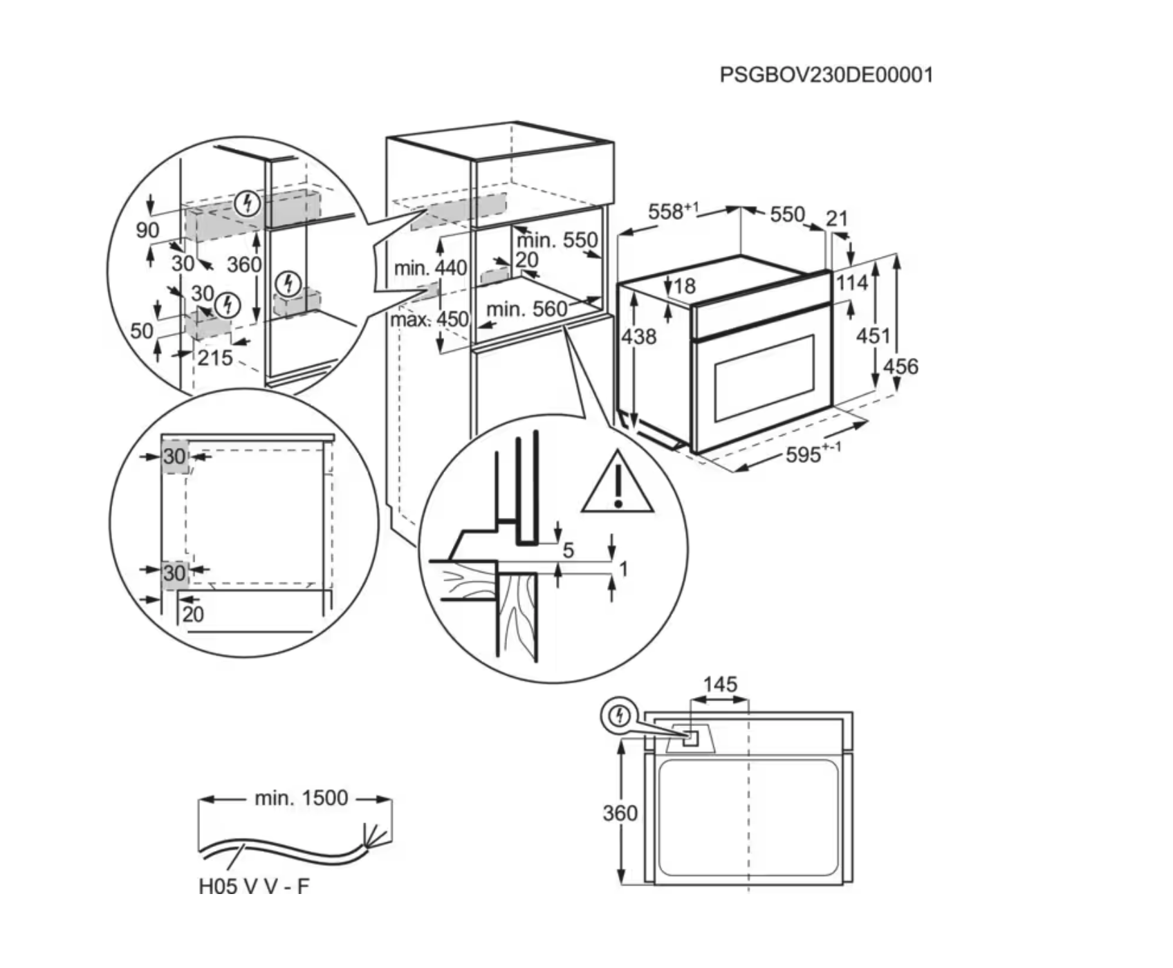 AEG NKK6N40M 6000 multifunctionele oven met microgolfoven - 45cm