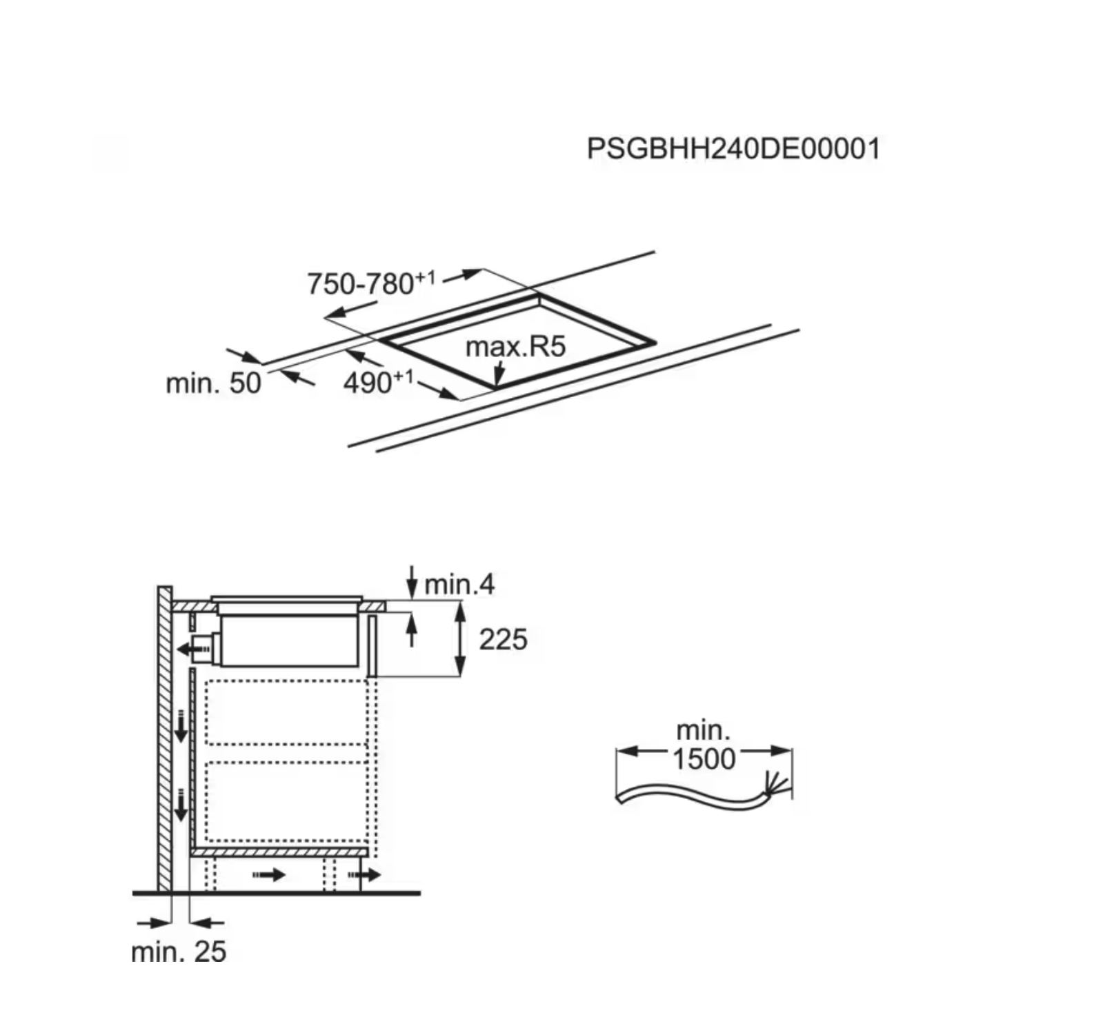 AEG TH84CB03CB 6000 kookplaat met afzuiging - 80cm