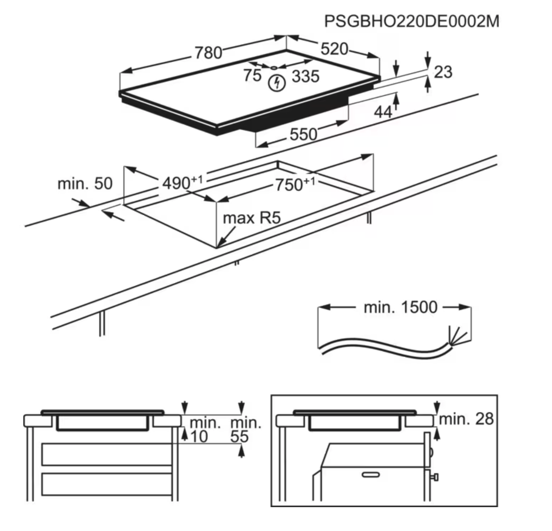 ELECTROLUX LIV834 600 inductiekookplaat - 80cm