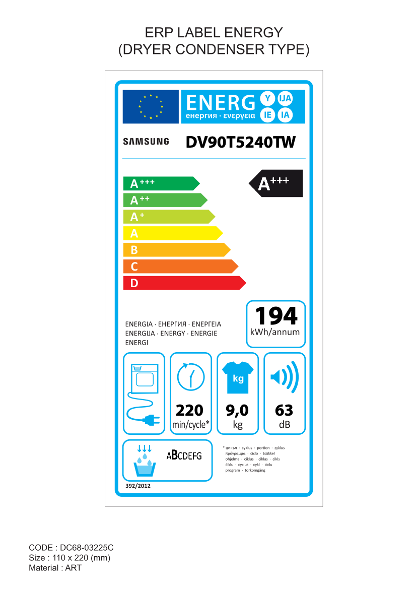 SAMSUNG DV90T5240TW droogkast - warmtepomp