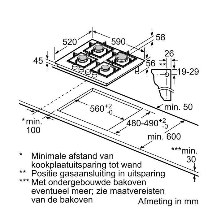 BOSCH PNP6B6K40 gaskookplaat - 60cm