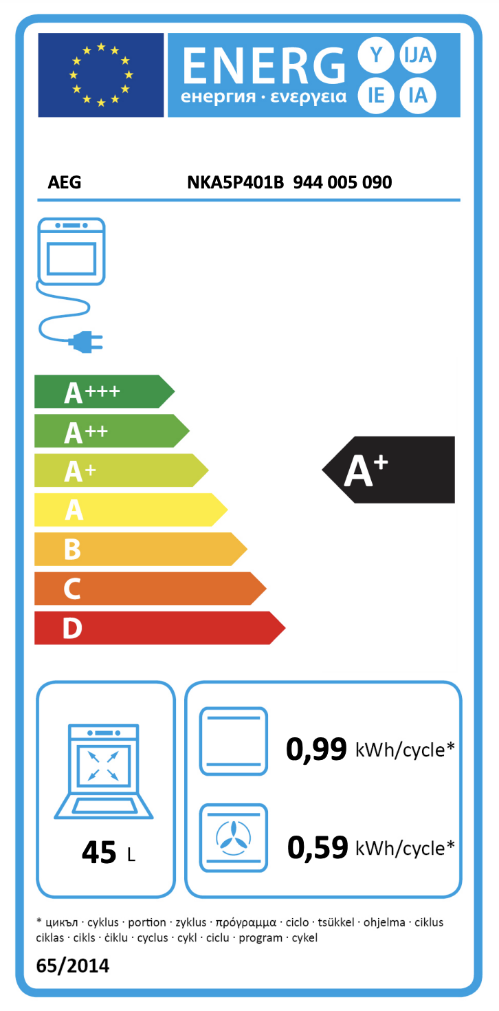 AEG NKA5P401B 5000 multifunctionele oven met stoomtoevoeging - 45cm