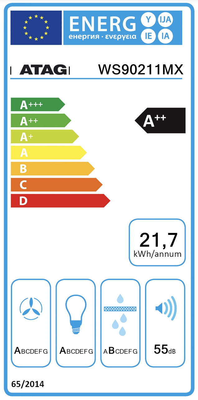 ATAG WS90211MX wandschouwdampkap - 90cm