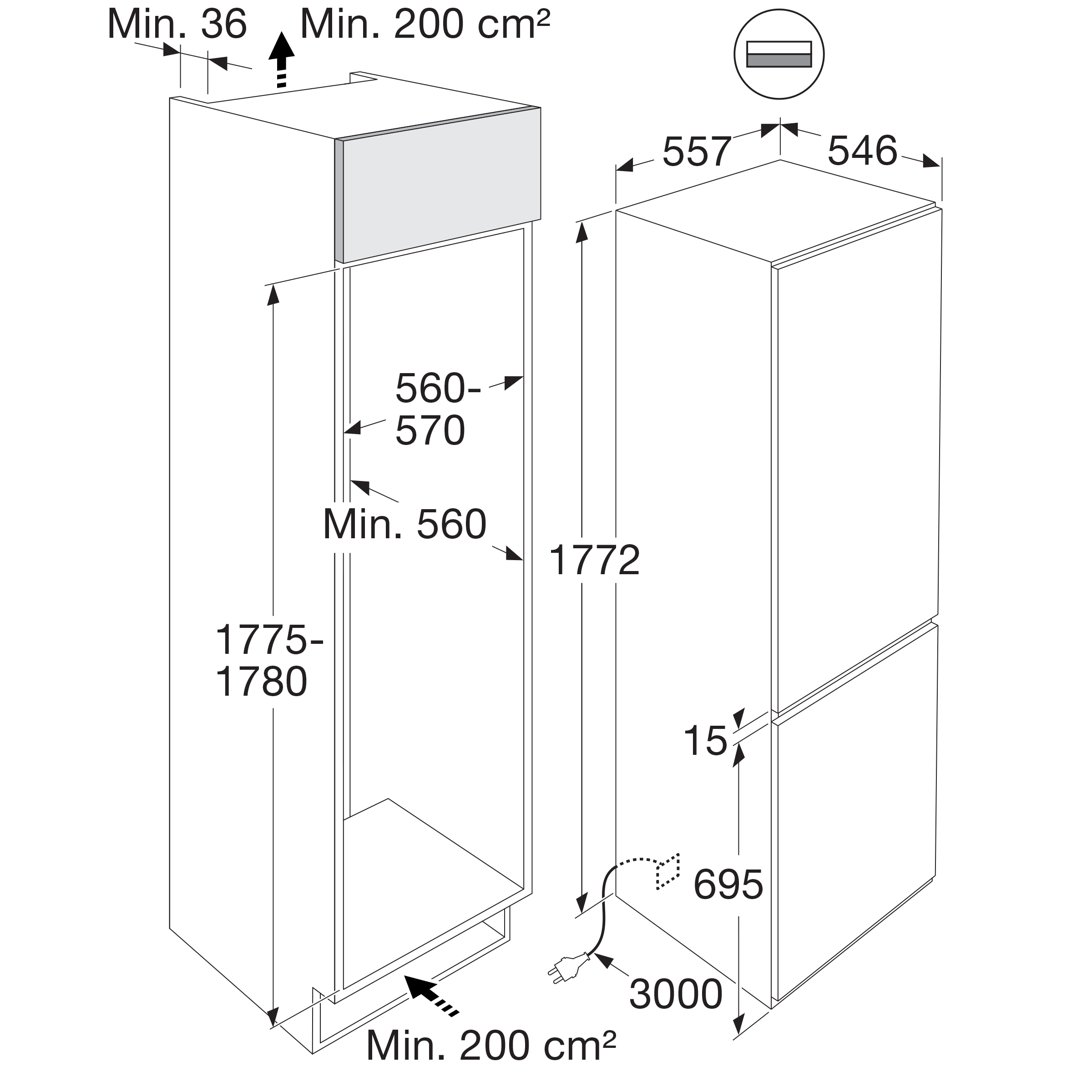 ATAG KDC9178NC koel-/vriescombinatie - 178cm