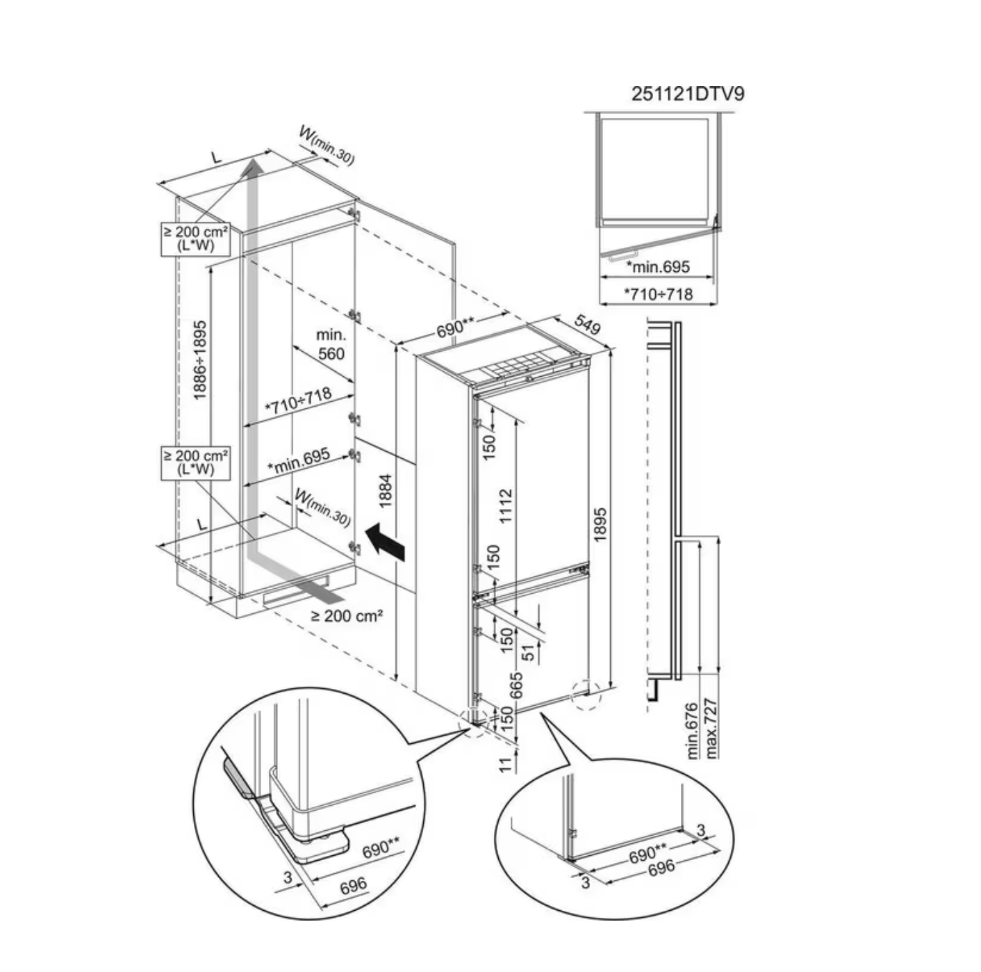 AEG NSC8T751DS 8000 koel-/vriescombinatie - 190cm