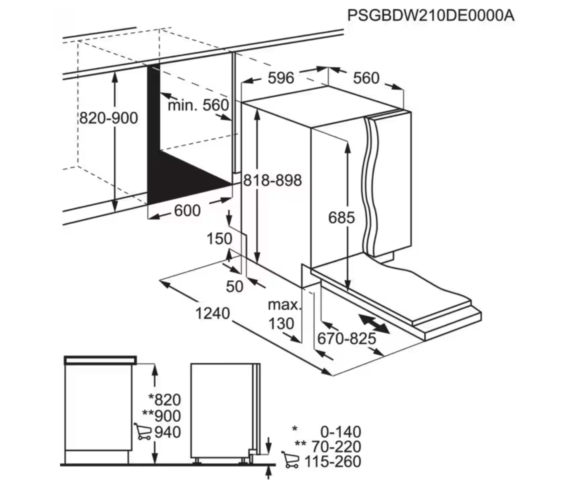 AEG FSE76738P 7000 vaatwasser volledig integreerbaar