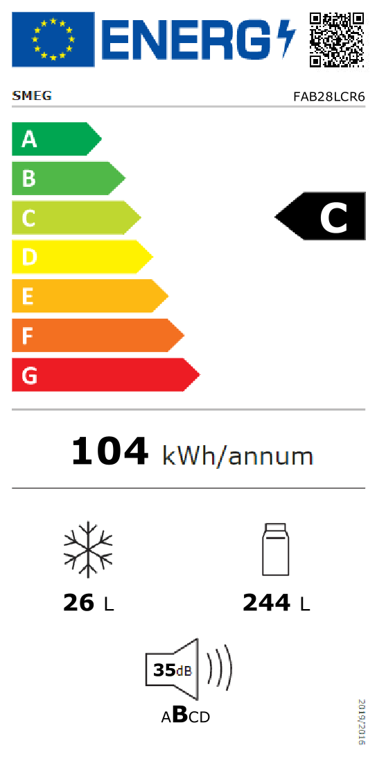 SMEG FAB28LCR6 vrijstaande koelkast met vriesvak - 153cm