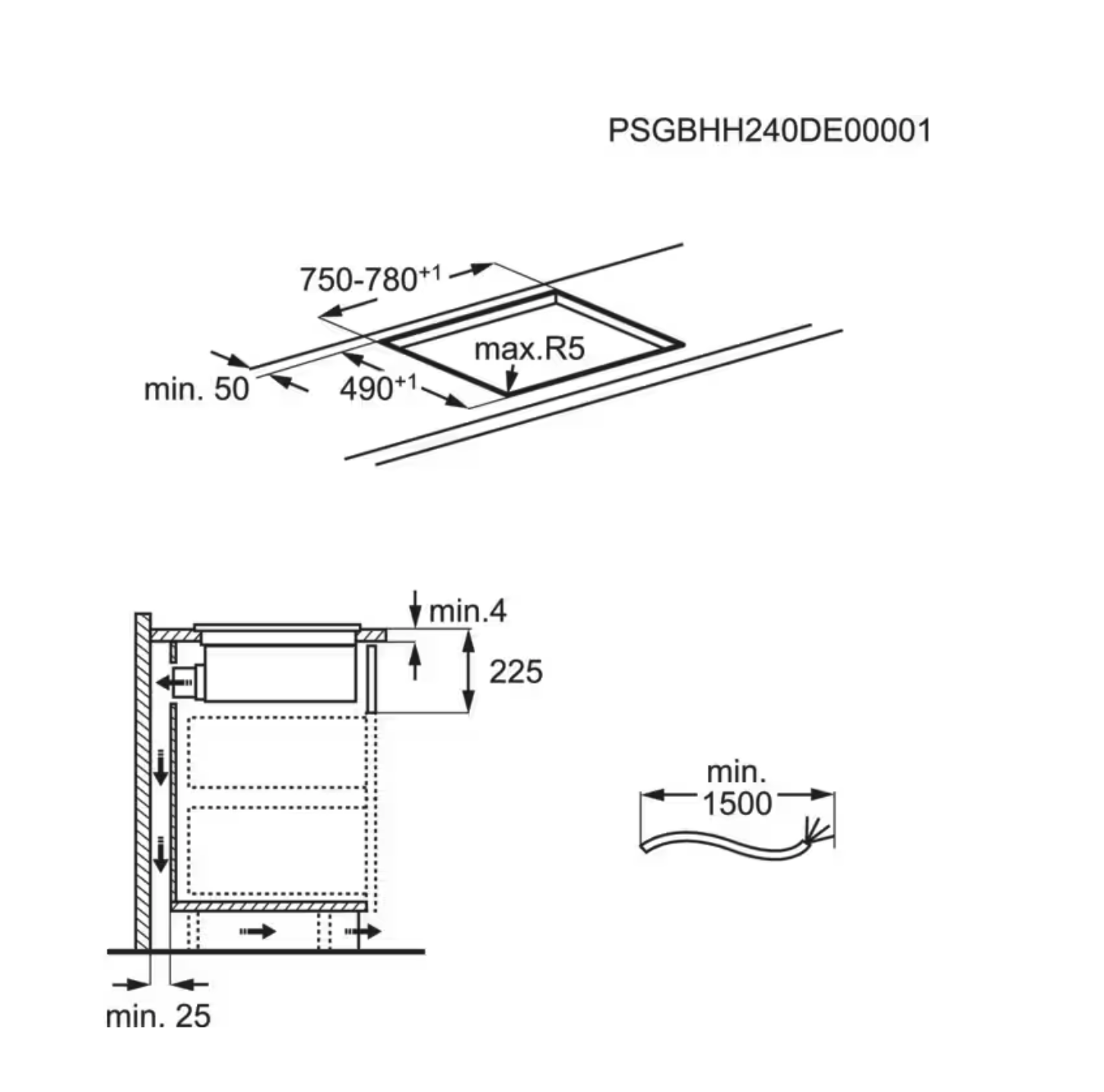 AEG NCH84B03CZ 6000 kookplaat met afzuiging - 60cm
