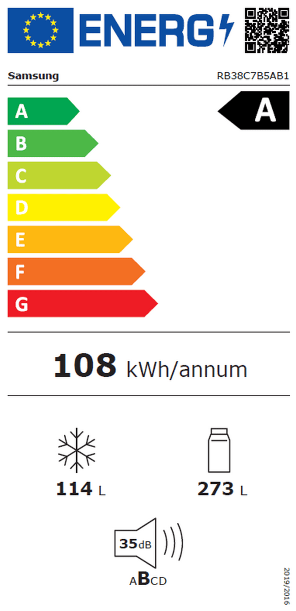 SAMSUNG RB38C7B5AB1/EF vrijstaande koel-/vriescombinatie - 203cm