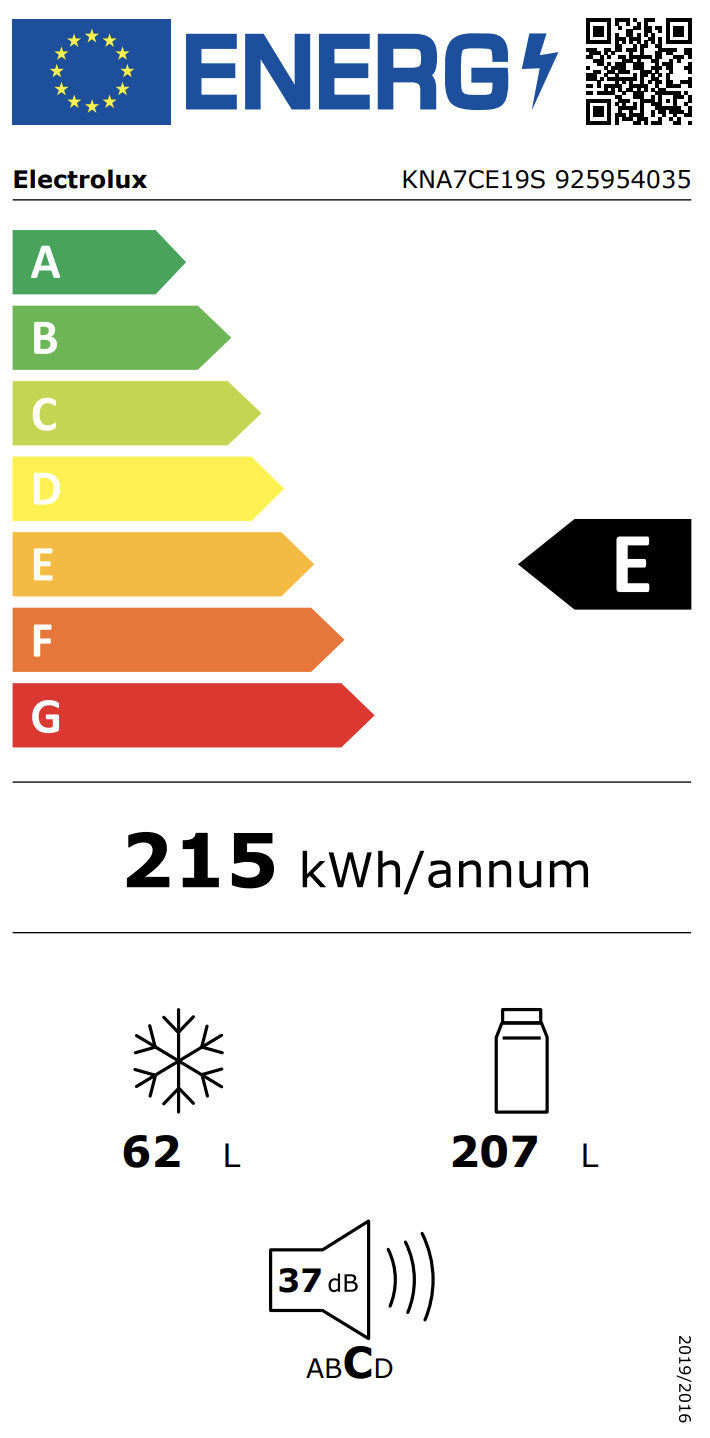 ELECTROLUX KNA7CE19S 700 koel-/vriescombinatie - 189cm