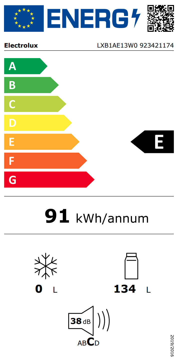 ELECTROLUX LXB1AE13W0 vrijstaande koelkast zonder vriesvak - 84cm