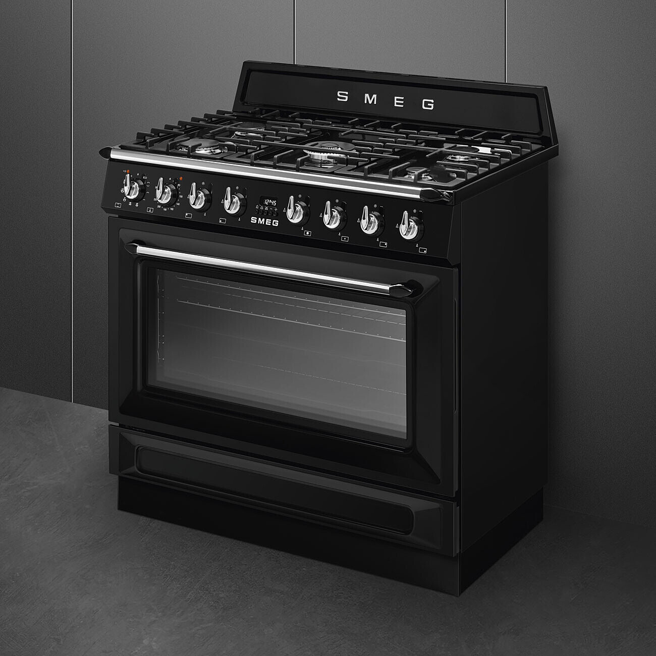 SMEG TR90GPBL fornuis met gaskookplaat - 90cm