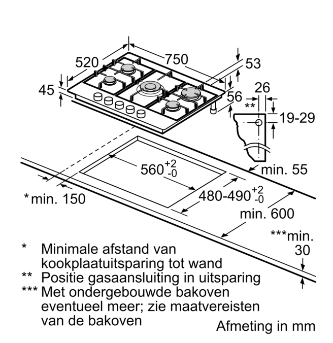 BOSCH PCQ7A5I90 SERIE 6 gaskookplaat - 75cm