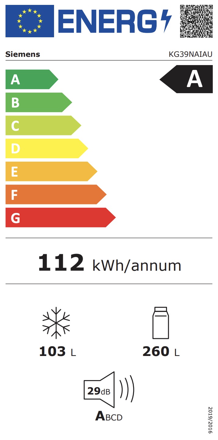 SIEMENS KG39NAIAU iQ500 vrijstaande koel-/vriescombinatie - 203cm